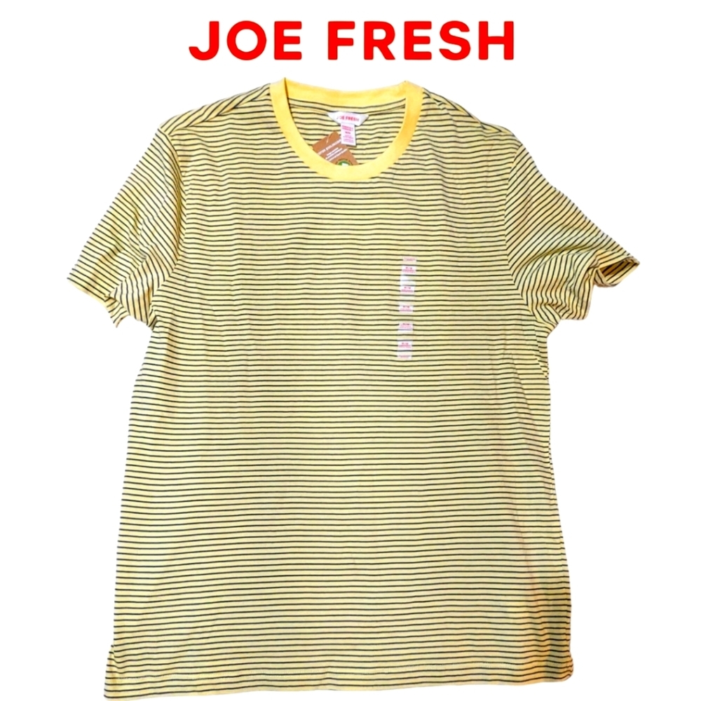 Joe Fresh men's med BNWT yellow with black stripes T shirt